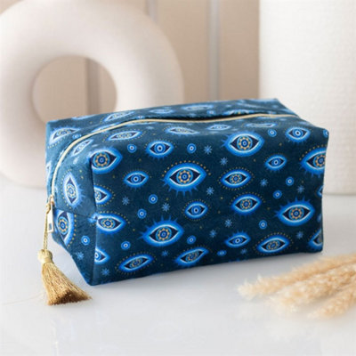 - Celestial All Seeing Eye Velvet Makeup Bag With Gold Zipper
