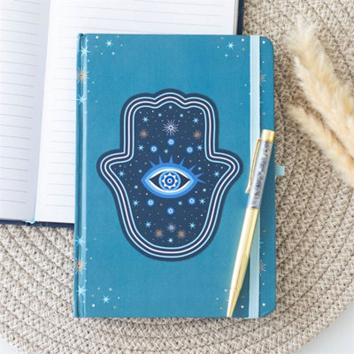 Hand Of Hamsa A5 Notebook With Crystal Chip PenTurquoise & Star Design from B&Q