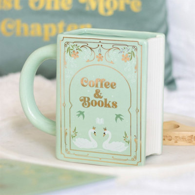 Coffee & Books Green Book-Shaped Mug450MlHand Wash Only from B&Q