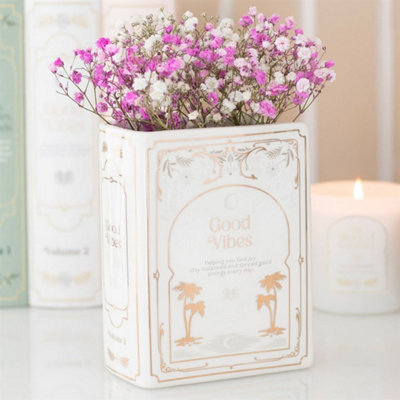 White Book-Shaped Ceramic VaseElegant Home Decor For Book Lovers from B&Q