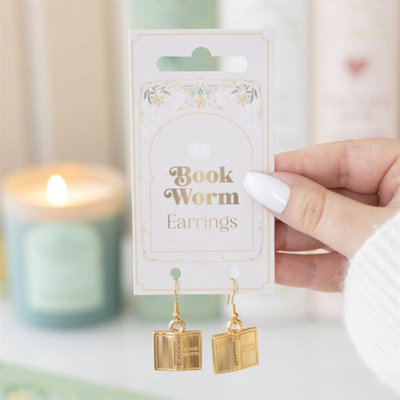 Book Worm EarringsLiterary Dangle Jewelry For Book Lovers from B&Q