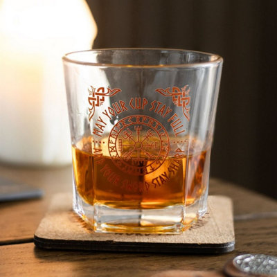 Viking Compass Lowball Glass & Coaster SetNorse Spirit Drinkware from B&Q