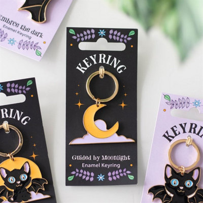 Guided By Moonlight Enamel KeyringCelestial Yellow & Lavender Accessory from B&Q
