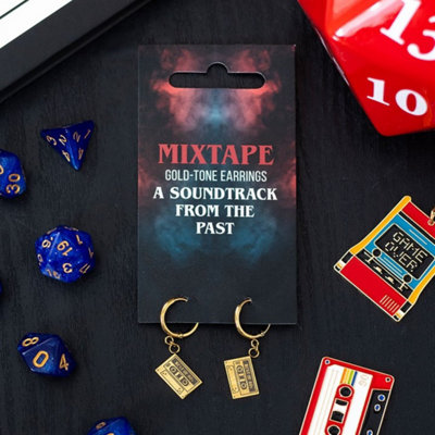 Mixtape Dangle EarringsRetro Gold Tone Music Lovers Jewelry from B&Q