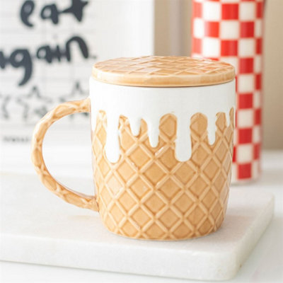 Waffle Textured Mug & Coaster Set550MlMicrowave & Dishwasher Safe from B&Q