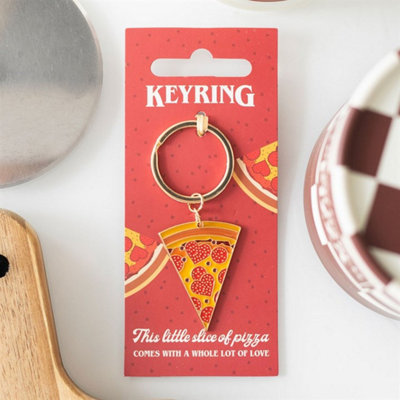 Cheesy Pizza Slice Keyring With Heart-Shaped PepperoniFun Food Gift from B&Q