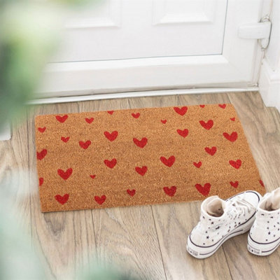 Natural Red Love Heart DoormatRomantic Welcome For Home
