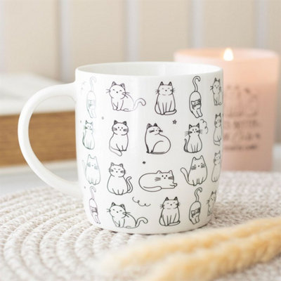 Happy Cat Mug500Ml White Ceramic Cup For Feline Fans from B&Q
