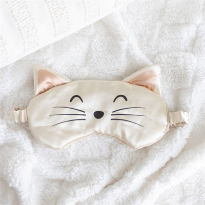 White Cat Face Satin Eye MaskSoftComfortable Sleep Mask For Travel & Naps from B&Q