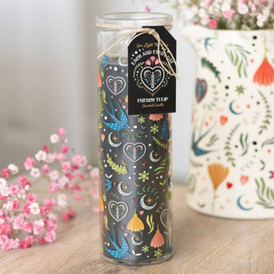 Midnight Bloom French Tulip Tube CandleElegant Gift & Decor from B&Q