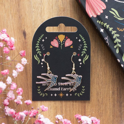 Blue Spread Your Wings Swallow EarringsElegant Bird Motif Jewelry from B&Q