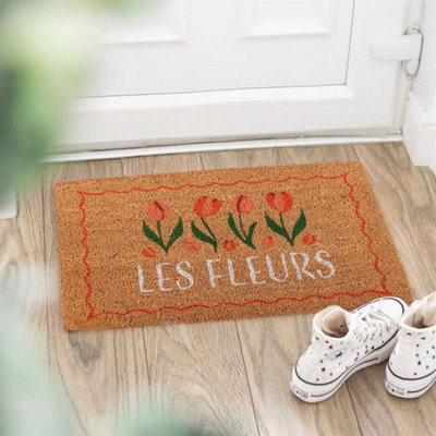 Natural Les Fleurs Tulip DoormatWelcome Garden & Floral Decor from B&Q