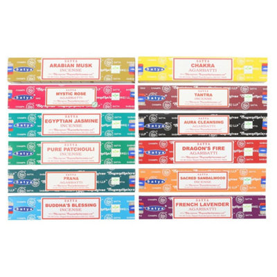 Set Of 12 Satya Incense Sticks Variety PackAssorted Fragrances For Retail from B&Q
