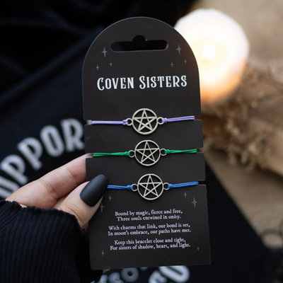 Coven Sisters Pentagram Bracelet SetAdjustable Witchy Gift For Besties from B&Q