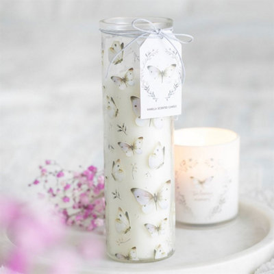 Elegant Butterfly Print Vanilla Candle55-Hour BurnRemembrance from B&Q