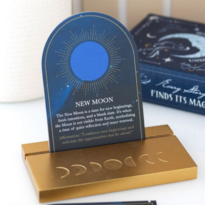 Moon Phase Card Set With Wooden StandSpiritual & Moon Tracking Tool from B&Q