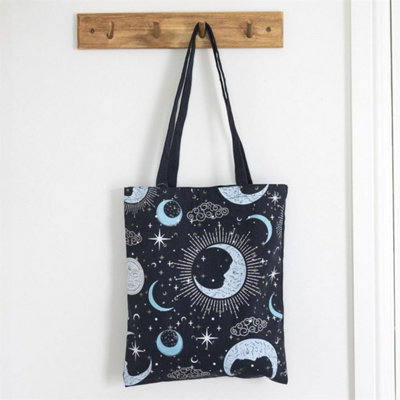  - Blue Moon Print Tote BagCelestial Design For Books & Groceries