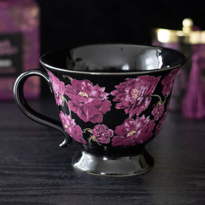  - Dark Romance Floral Teacup320MlDeep Rose & Purple Design