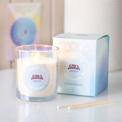 Aura Energy Ocean Breeze Iridescent Candle35H Calm & Refreshing Light from B&Q