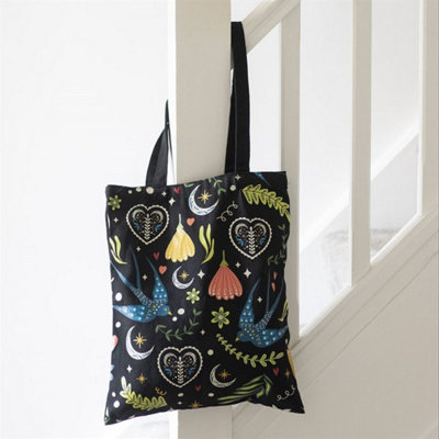 Midnight Bloom Floral Polycotton Tote Bag For Everyday Use from B&Q