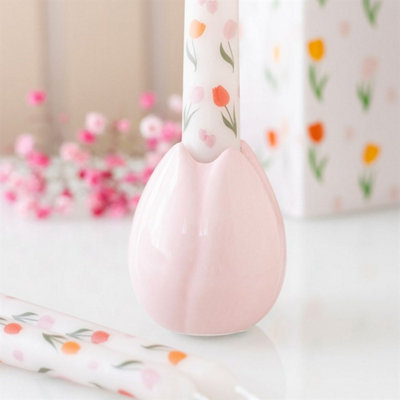 Elegant Tulip-Shaped Ceramic Candle Holder For Spring Decor & Gifts from B&Q
