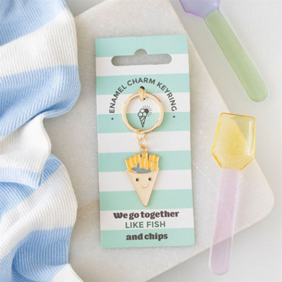  - Seafood Fish & Chips Enamel KeyringCoastal Souvenir Gift