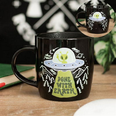 Heat Change Ufo MugGreen Alien & Done With Earth Design350Ml