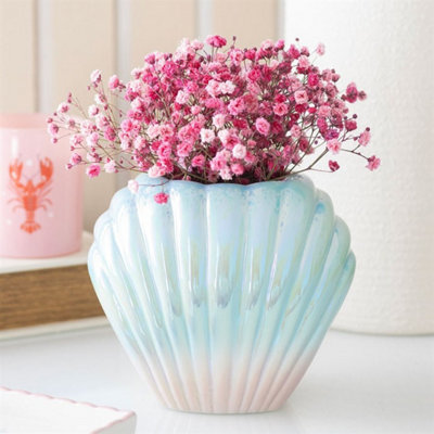 Iridescent Shell Flower VaseReflective Rainbow Glass Decor from B&Q