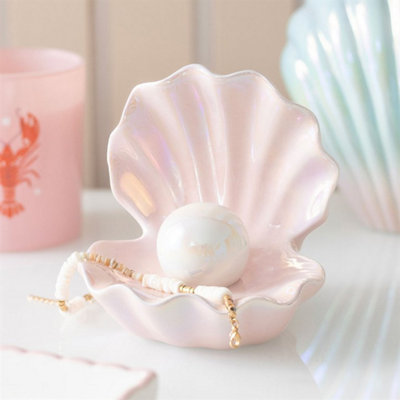 Mermaid-Inspired Clam Shell Trinket Dish With Pearl Accent from B&Q