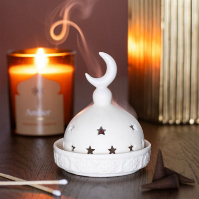 Mosque Incense Cone & Tealight HolderCeramic Decorative Candle Stand from B&Q