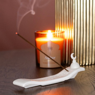 Crescent Moon Incense Ash CatcherCeramicGeometric Design from B&Q