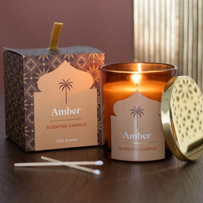 Arabian Nights Amber Scented Candle52H Luxury Home Fragrance from B&Q