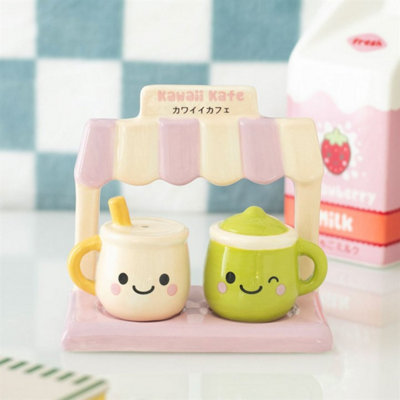 Kawaii Latte Salt & Pepper Shakers SetCute Ceramic Cafe Mugs from B&Q