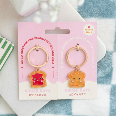 Set Of 2 Peanut Butter & Jelly KeyringsCute Enamel Toast Charm from B&Q