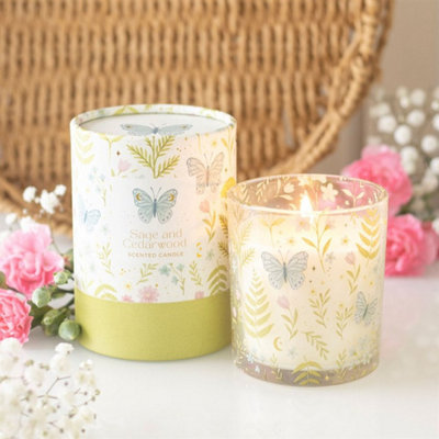 Luna Bloom Butterfly Sage & Cedarwood CandleTranquil Gift from B&Q