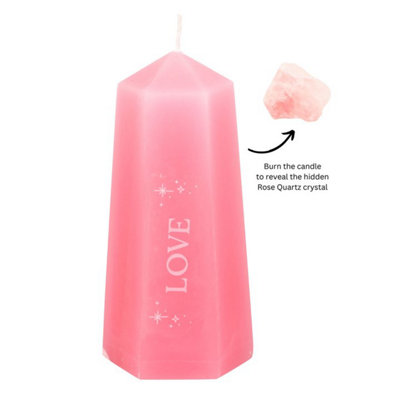 Love Crystal Candle With Rough Rose Quartz from B&Q