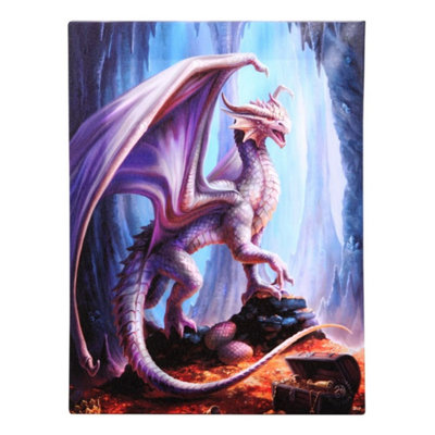 Treasure Trove Canvas Wall Plaque By Anne Stokes19X25Cm Dragon Art from B&Q