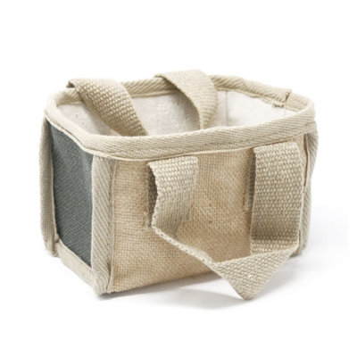 Eco-Friendly Jute & Cotton Mini Shopping BasketCharcoal