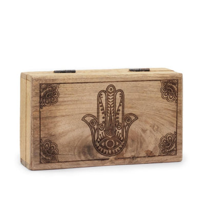 Hamsa Black Engraved Square Jewelry Box 17X10X4.2CmStylish Storage & Gift from B&Q