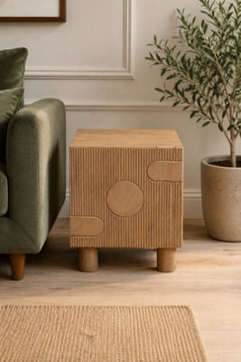  - Yealmpton Fluted Mango Wood Bedside Table