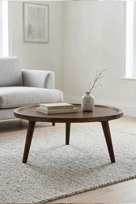  - Dark Mango Wood Round Coffee Table Bathwick