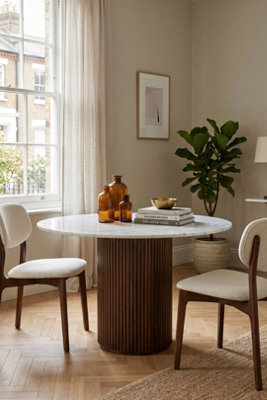 - Dining Table Round Farleigh Mango Wood Marble Top