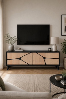  - Shildon Mango Wood Low Board Tv Stand Sideboard Cabinet