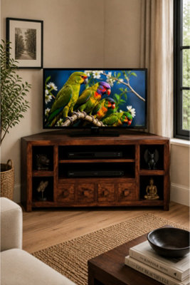  - Southborough Mango Corner Tv Unit With Dark Walnut Finish