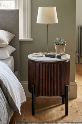  - Farleigh Mango Wood Side Table With Marble Top And Metal Legs