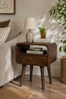  - Rowledge Solid Mango Wood Bedside Table With Drawer