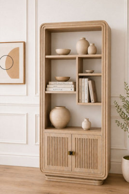  - Baffins Mango Wood Carved Bookcase 165Cm