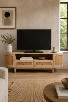  - Burford Solid Mango Wood Tv Cabinet With 2 Drawers