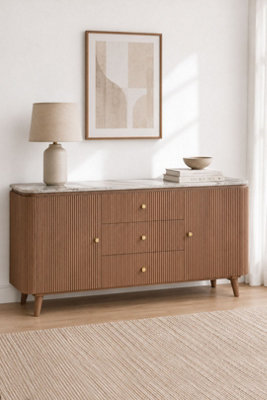  - Upton Natural Marble And Wood Extra Large Sideboard