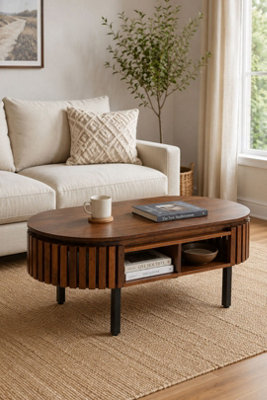  - Tackley Mango Wood Rectangular Coffee Table Metal Legs